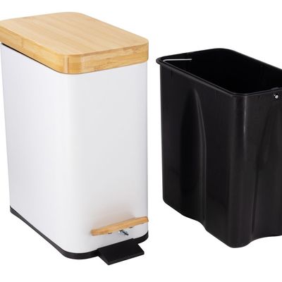 Orchid 5L Rect Bamboo Lid Pedal Dustbin