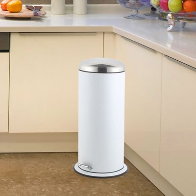 Falcon 30L Soft Close Iron With Powder Coating Dustbin White 35 X70 Cm