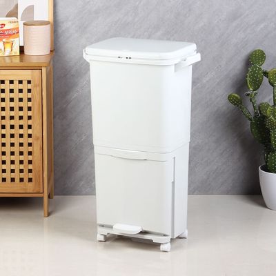 Falcon 35L 2 Tier Bin With 4 Pcs PP Castore White 43.5 X 29.5 X 72 Cm