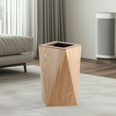 Macaw 10L Geometric Dust Bin With Pp Inner Bucket 21.5 X 21.5 X 40Cm Natural
