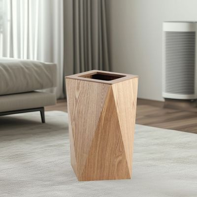 Macaw 10L Geometric Dust Bin With Pp Inner Bucket 21.5 X 21.5 X 40Cm Natural
