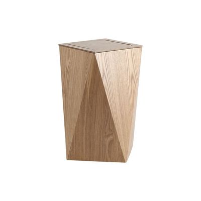 Macaw 10L Geometric Dust Bin With Lid 21.5 X 21.5 X 40Cm Natural