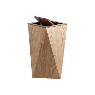 Macaw 10L Geometric Dust Bin With Lid 21.5 X 21.5 X 40Cm Natural