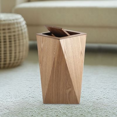 Macaw 10L Geometric Dust Bin With Lid 21.5 X 21.5 X 40Cm Natural