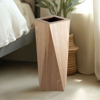 Macaw 10L Geometric Dustbin With Pp Inner Bucket 21.5 X 21.5 X 60Cm Natural
