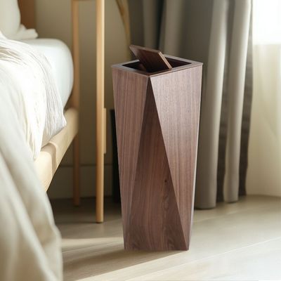 Macaw 10L Geometric Dust Bin With Lid 21.5 X 21.5 X 60Cm Dark Natural