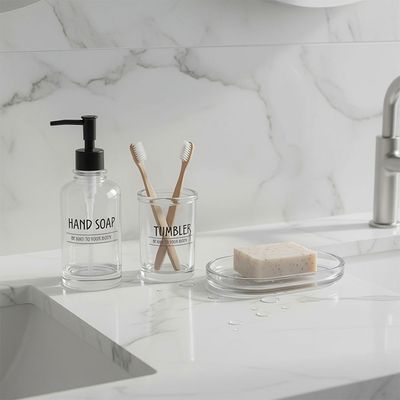 Adelyn Glass Minimalistic Bath Set/3 Clear 19X10X2Cm