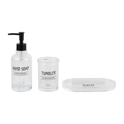 Adelyn Glass Minimalistic Bath Set/3 Clear 19X10X2Cm