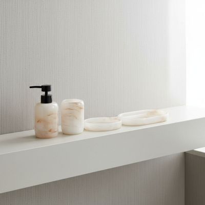 Adelyn Resin Agate Bath Set/4 Peach 19X12X3Cm