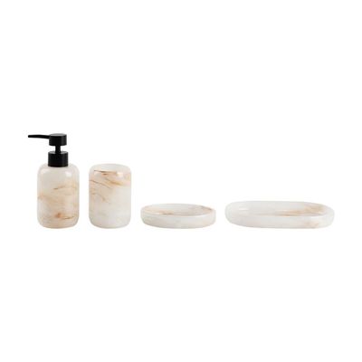 Adelyn Resin Agate Bath Set/4 Peach 19X12X3Cm