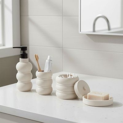 Adelyn Resin Linear Bath Set/4 Beige 13X20X3Cm