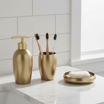 Adelyn SS Golden Bath Set/3 Gold 7X10X17Cm