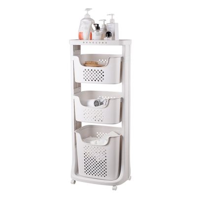 Magnus 3 Tier Laundry Cart With Basket Grey 43.5X34.5X106.5Cm 