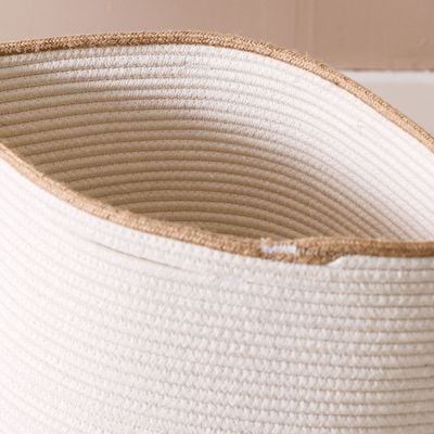 Magnus Set Of 3 Cotton Rope Storage Basket  White S:25X18Cm M:30X28Cm L:35X38Cm 