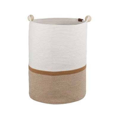 Macaw Cotton Rope Laundry Basket W/ Handles 43 X 43 X 56 Cm Beige & Light Brown