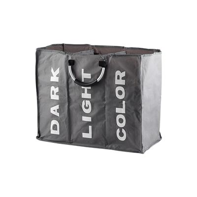 Macaw 3 Compartment Laundry Basket 60X32X49Cm Grey