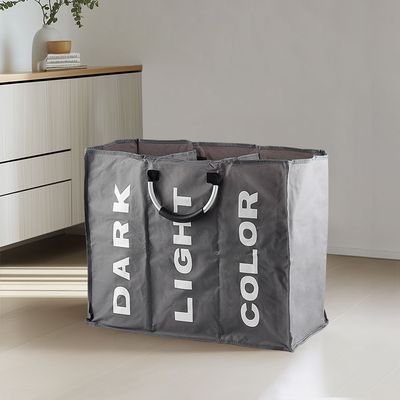 Macaw 3 Compartment Laundry Basket 60X32X49Cm Grey