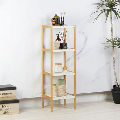 Oliver Bamboo 4 tier Shelf White 34x33x110.2Cm