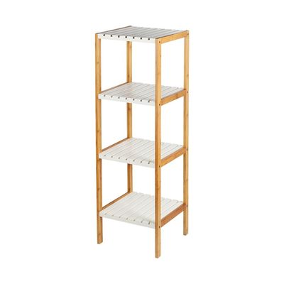 Oliver Bamboo 4 tier Shelf White 34x33x110.2Cm