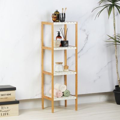 Oliver Bamboo 4 tier Shelf White 34x33x110.2Cm