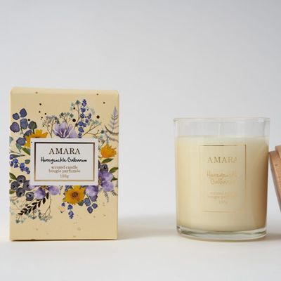 Amara scented candle w/wood lid Honeysuckle Galbanum- 198 g