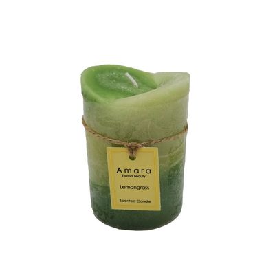 AW23-Amara Scented Pillar Candle Lemongrass 7X10Cm (Vzl710Gren)