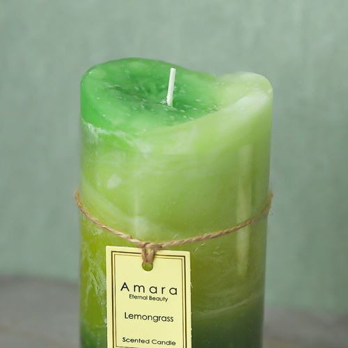 Amara Scented Pillar Candle - Lemongrass 