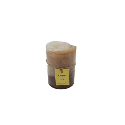 AW23-Amara Scented Pillar Candle Oud 7X10Cm (Vzl710Brw)