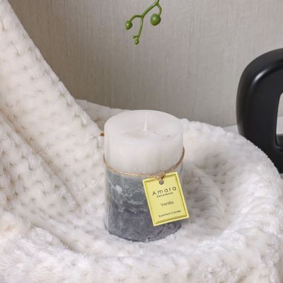 Amara Ombre Wax Pillar Candle Grey 7X10Cm
310G