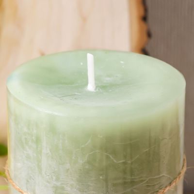 Amara Ombre Wax Pillar Candle Olive 7X15Cm
460G