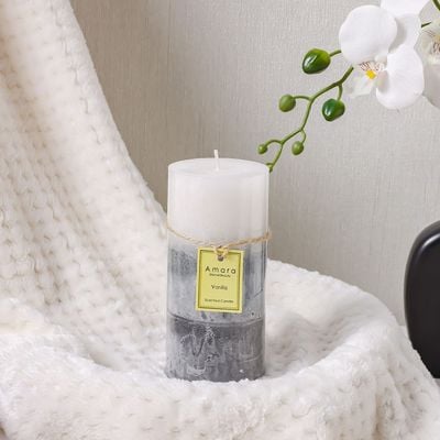 Amara Ombre Wax Pillar Candle Grey 7X15Cm
460G