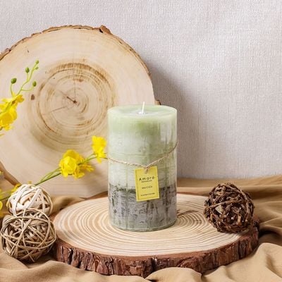 Amara Ombre Wax Pillar Candle Olive 9X15Cm
820G