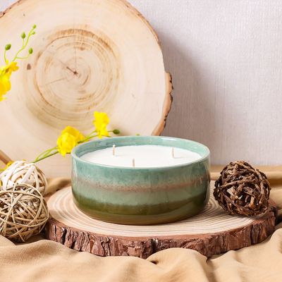 Amara Ombre Ceramic Jar Candle Olive 16.2X6.6Cm