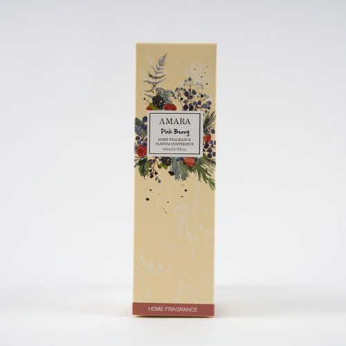 Amara 200ML Fragrance Diffuser Wood Lid Rattan Sticks Pink Berry 8.5 x 8.5 x 28.6 Cm