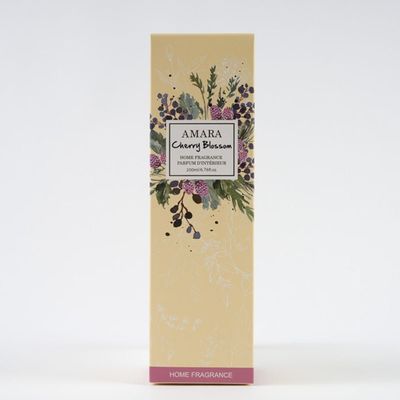 Amara 200ML Fragrance Diffuser Wood Lid Rattan Sticks Cherry Blossom 8.5 x 8.5 x 28.6 Cm