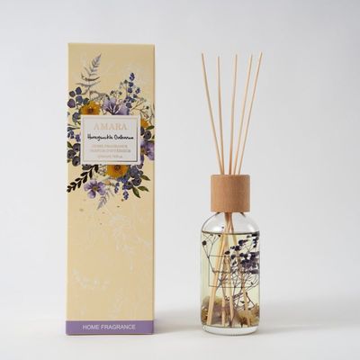Amara 200ML Fragrance Diffuser Wood Lid Rattan Sticks Honeysuckle Galbanum8.5x8.5x28.6 Cm