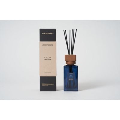 Amara 180ml Reed Diffuser Wood Lid Rattan Sticks Sea Fresh