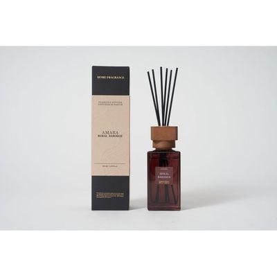 Amara 180ml Reed Diffuser Wood Lid Rattan Sticks Rural Baroque