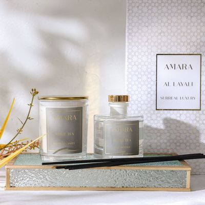 Amara Candle-Reed Diffuser Set 120Ml - White Tea