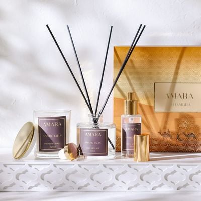 Amara Candle + Reed Diffuser + Room Spray Set - Mystic Falls - 50 ML, 120 ML  