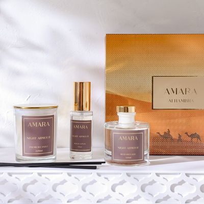 Amara Candle-Reed Diffuser-Room Spray Set 50Ml,120Ml- Night Armour