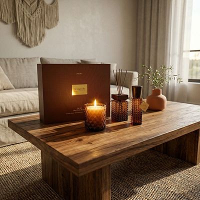 Jamale Lotus Flower & Jujube Gift Set (Jar Candle- 220G, Room Spray- 100Ml, Reed Diffuser- 200Ml)