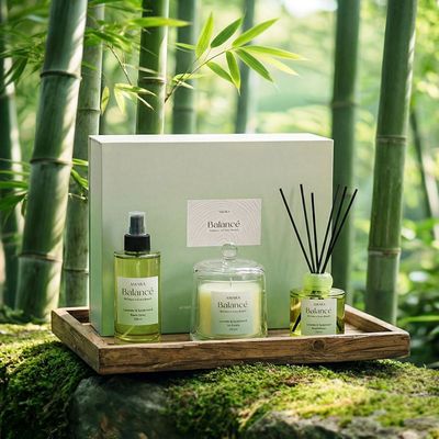 Balance Lavender & Sandalwood Gift Set (Jar Candle- 220G, Room Spray- 200Ml, Reed Diffuser- 200Ml)