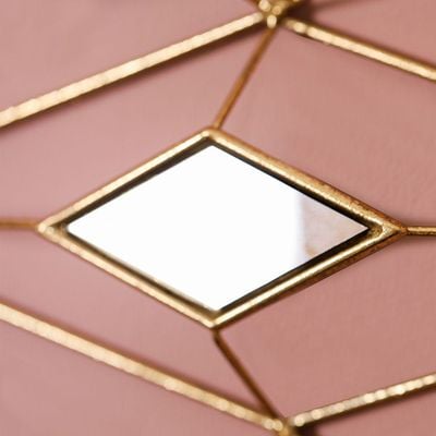 Rustic Metal Wall Deco Diamond Shape Mirror Frame