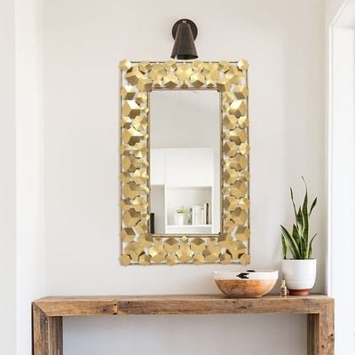 Petite Decorative Rectangle Mirror Frame Gold 70X5.5X110Cm