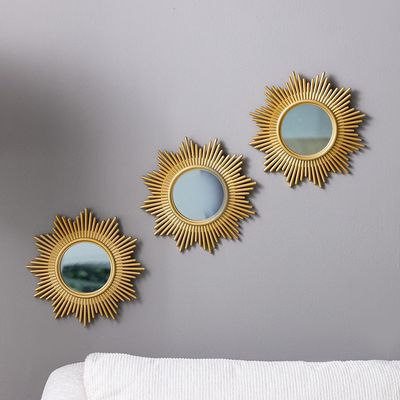 Reza Star Burst Mirrored Wall Décor S/3 25Cm