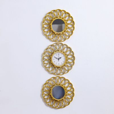 Reza Lace Mirror Set With Clock S/3 25Cm