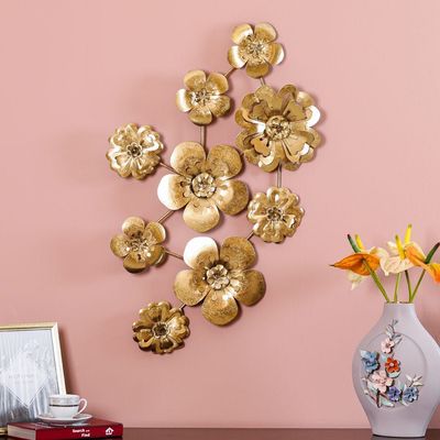 Rustic Metal Wall Decor Flower Gold