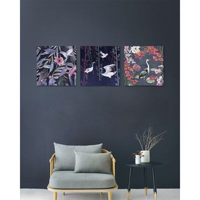 Kellan Floral Set Of 3 Canvas L 40 x W 40 cm A1320-N1453M-N1493
