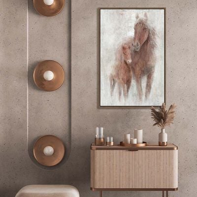 Lorena Horse & Cub Framed Canvas 60X90Cm